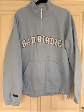 Bad Birdie Unisex Sky Blue Quarter-Zip Sweatshirt